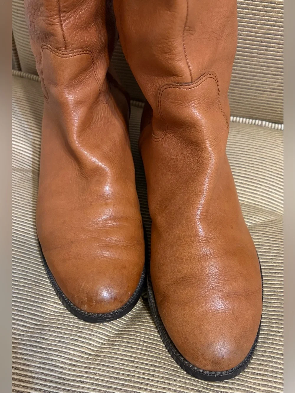 Lauren Ralph Lauren Jenessa Women's Leather Riding Boots, Deep Saddle Tan - Sz 9